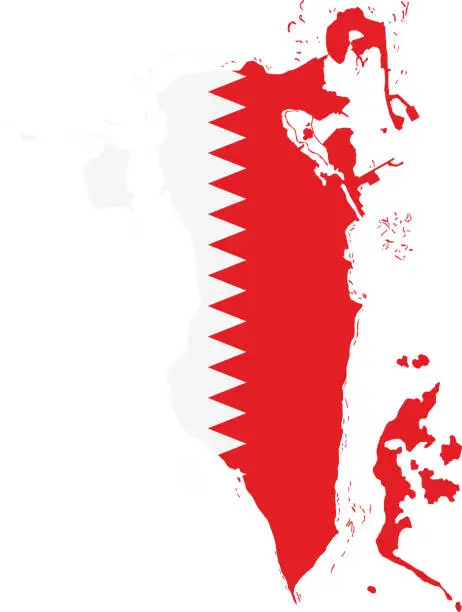 Vector illustration of Bahrain flag map