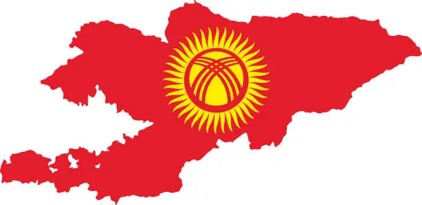 Vector illustration of Kyrgyzstan flag map