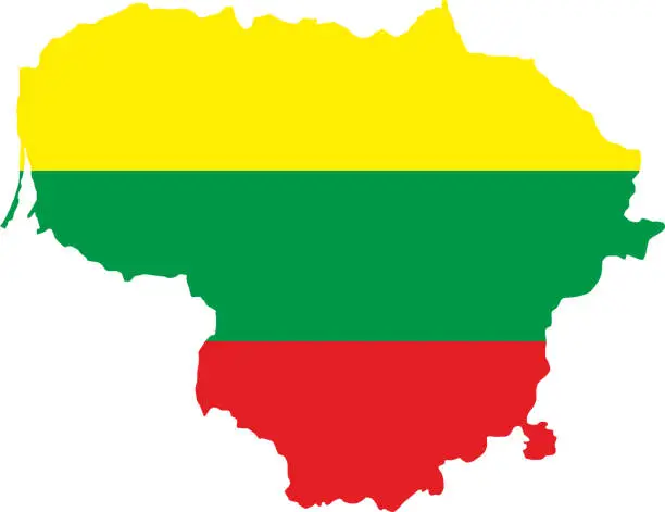 Vector illustration of Lithuania flag map