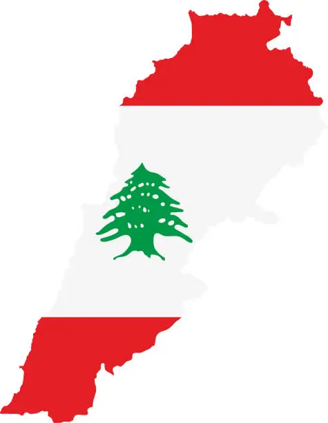 Vector illustration of Lebanon flag map