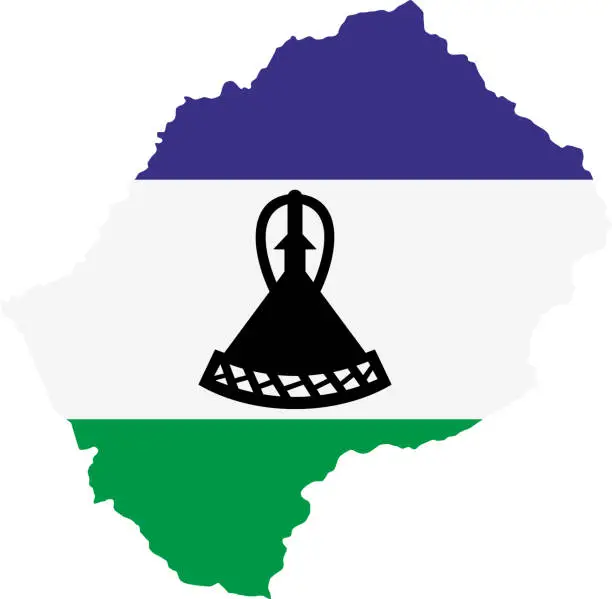 Vector illustration of Lesotho flag map