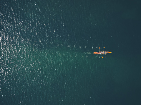Row boat in ocean