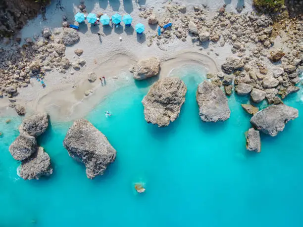 Megali Petra is a small beach on the Ionian island Lefkada, Greece