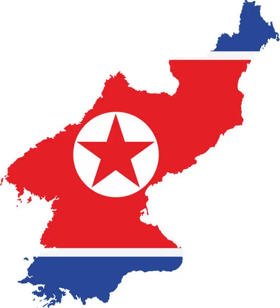 Vector illustration of North Korea flag map