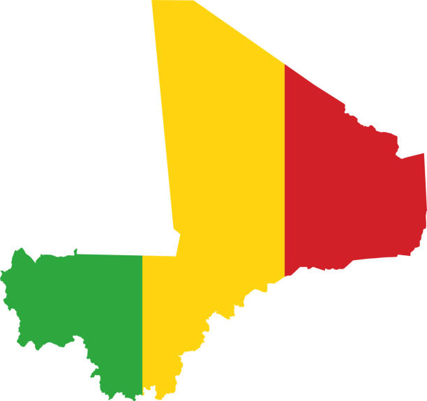 illustrations, cliparts, dessins animés et icônes de carte du drapeau malien - mali