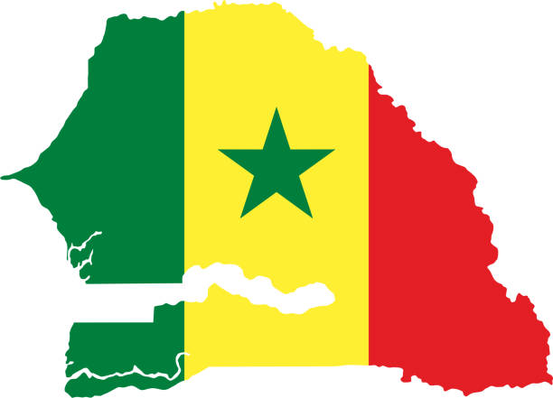 セネガルの旗マップ - flag of senegal点のイラスト素材／クリップアート素材／マンガ素材／アイコン素材