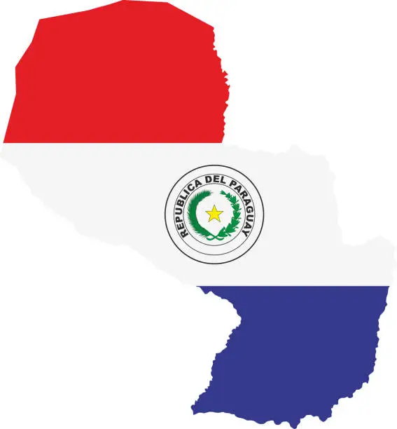 Vector illustration of Paraguay flag map