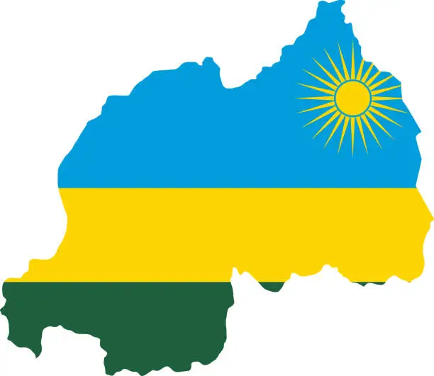 Vector illustration of Rwanda flag map