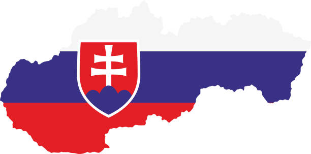 illustrazioni stock, clip art, cartoni animati e icone di tendenza di mappa della bandiera slovacca - slovak flag