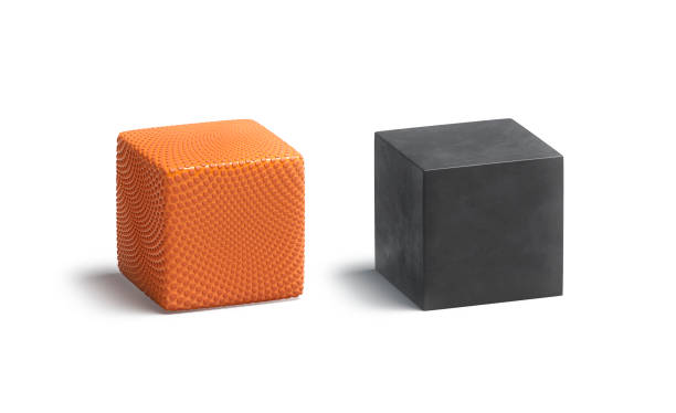 Blank orange and black rubber basketball cube mockup set