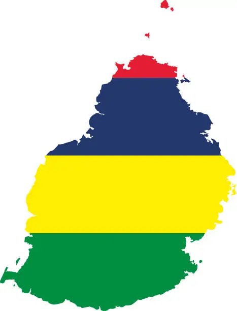 Vector illustration of Mauritius flag map