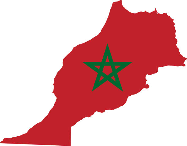 marokko flagge karte - moroccan flags stock-grafiken, -clipart, -cartoons und -symbole