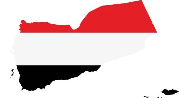 Vector illustration of Yemen flag map