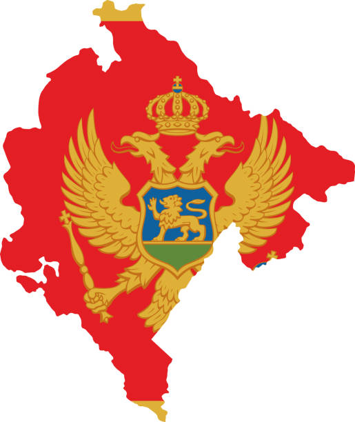 montenegro flag map - karadağ bayrağı stock illustrations