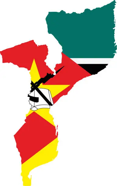 Vector illustration of Mozambique flag map