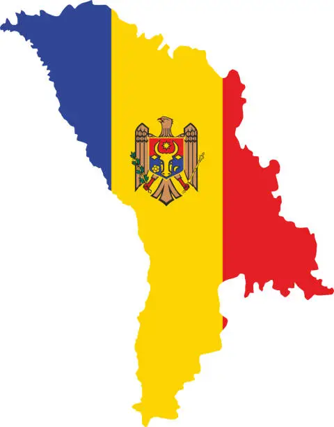 Vector illustration of Moldova flag map