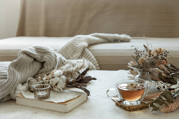 istock Cozy composition with a cup of tea, dried flowers and decorative elements. 1324707661