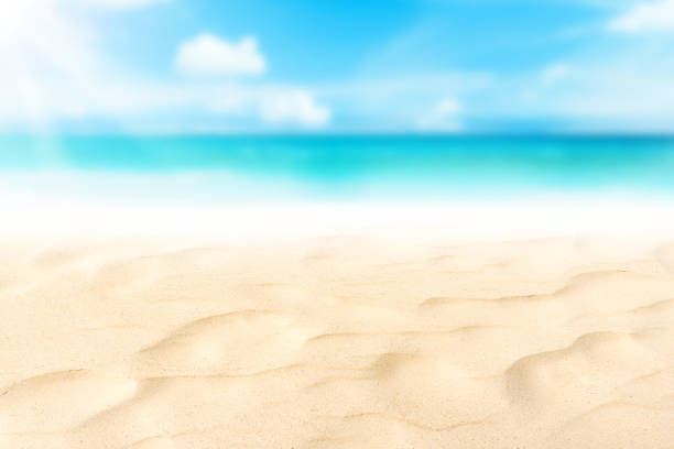 istock Copy space blur tropical beach with bokeh sun light wave on blue sky and white cloud abstract background. Summer vacation outdoor and travel holiday adventure concept. 1324710677