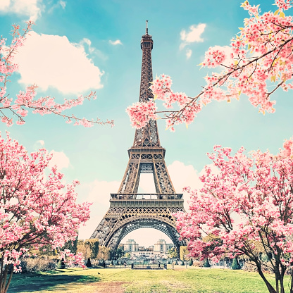 Eiffel Tower in Paris in spring