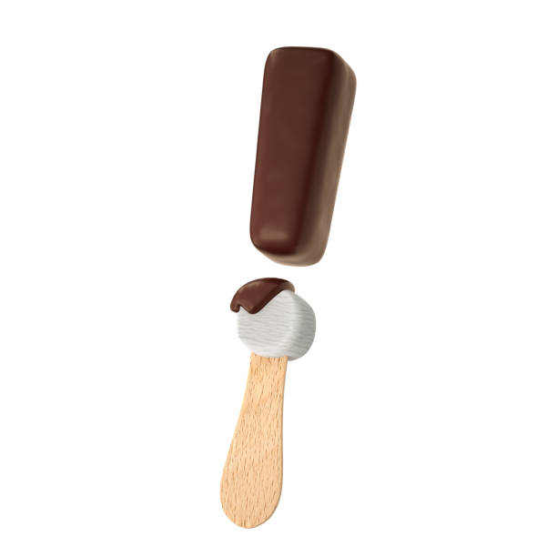 istock Melted vanilla ice cream with dark milk chocolate alphabet. Exclamation markisolated on white background. 3d render image. 1324711260