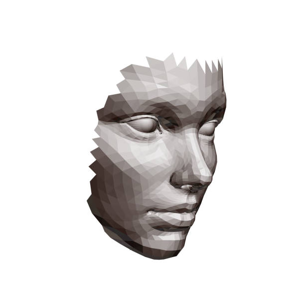 istock Polygonal face of a girl isolated on a white background. 3D. Vector illustration 1324711435