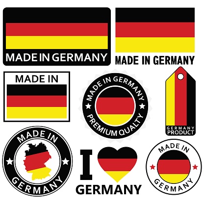set of made in the germany labels, made in the germany logo, germany flag , germany product emblem, Vector illustration.