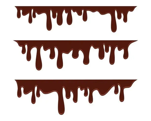 Vector illustration of Melted chocolate dripping on white background, Vector Illustration of Liquid Chocolate Cream