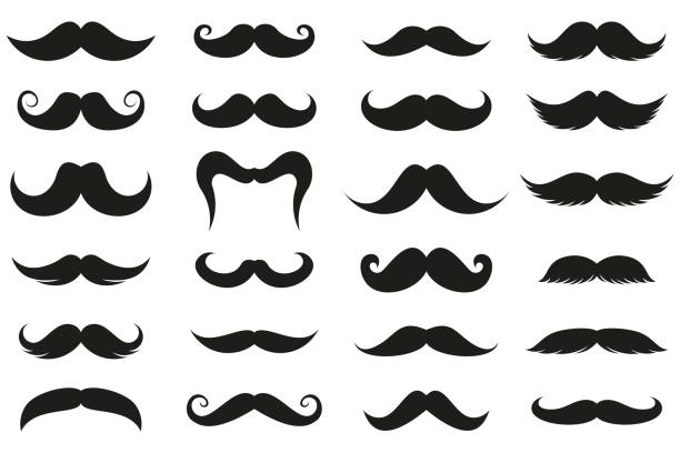 illustrations, cliparts, dessins animés et icônes de jeu d’icônes moustaches. ensemble de silhouette icône vectorielle moustache illustration - mustache