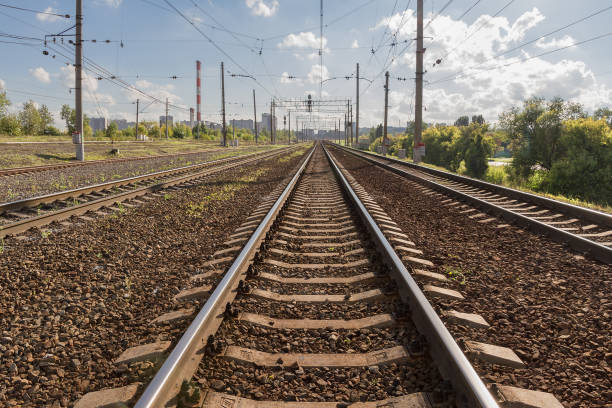 istock Railway tracks go far away. 1324715451