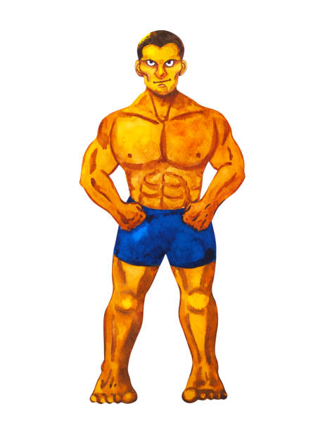 Boxer Strong Man Sport Fighter Gym Training Fitness Athlete Art Cartoon  Character Logo Symbol Watercolor Painting Illustration Design Drawing Stock  Illustration - Download Image Now - iStock