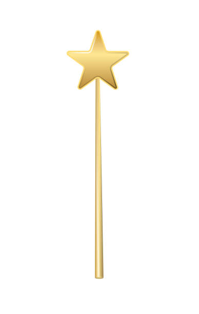 istock Vector illustration of miracle magical stick with sparkle isolated on transparent background. magic wand suspended in thin air with a drop shadow and clipping path 1324731611