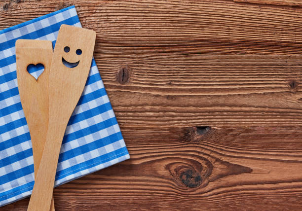 Kitchen utensils on wooden table