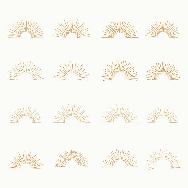 Sun rays drawn symbol. Sunbursts black color, collection Sunlight linear icon  isolated on white background. Vector illustration Sun rays drawn symbol. Sunbursts black color, collection Sunlight linear icon  isolated on white background. Vector illustration gloriole stock illustrations