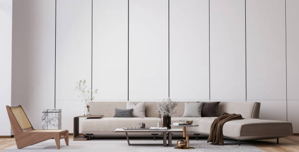 istock Bright minimal living room in modern interior 1324738287