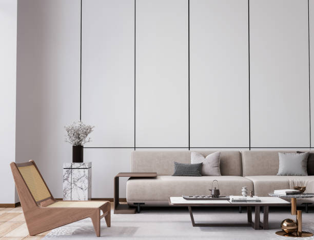 istock Bright minimal living room in modern interior 1324738294
