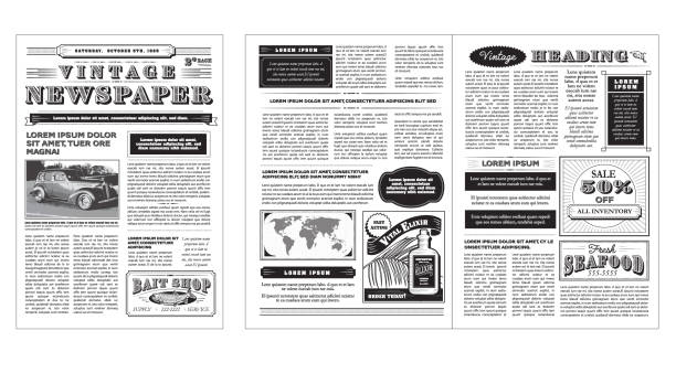50+ Old Newspaper Front Page Stock Illustrations, Royalty-Free