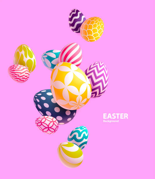 patterned colored easter eggs - easter egg stock illustrations