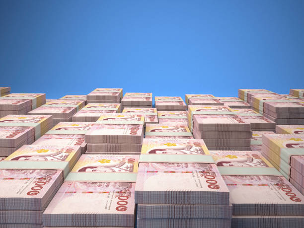 istock Thai banknotes. Thaibaht bills. 100 THB bahts. Business, finance background. 1324745769