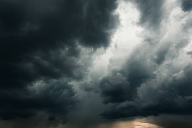 istock Heavy dark dramatic rainy clouds on the sky background. 1324750959