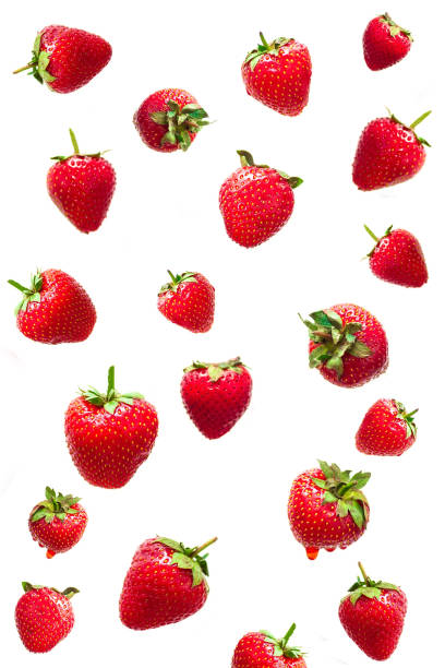 istock Strawberry berry levitating on a white background 1324753883