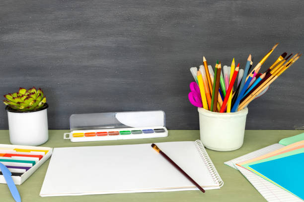 istock Back to School background with place for text. Horizontal banner for web design. Collection of school supplies in bright style. 1324756199