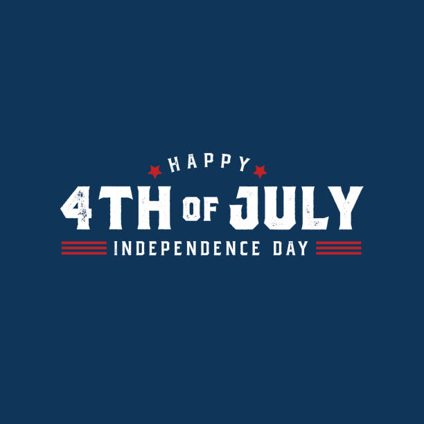 fourth of july independence day vector lettering illustration on blue background - 4th of july 幅插畫檔、美工圖案、卡通及圖標