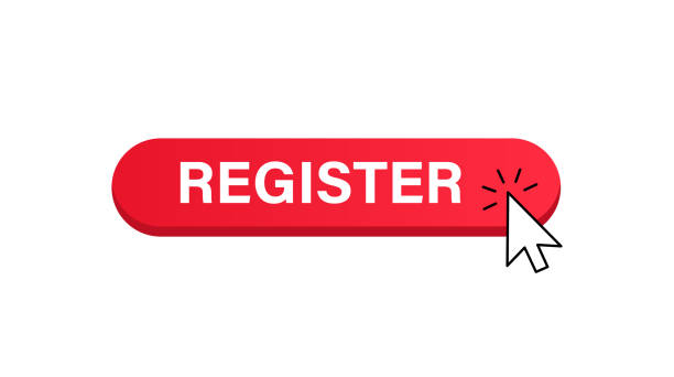 register button und cursor. vektor-stock-illustration - register message stock-grafiken, -clipart, -cartoons und -symbole