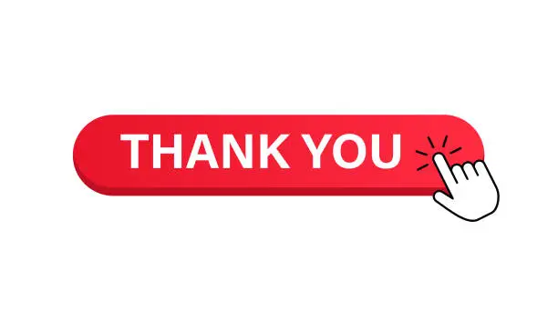 Vector illustration of Thank You Button and Cursor. Vector Stock Illustration