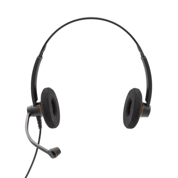 istock Hands free headphones isolated on white. 1324766267