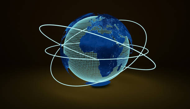 istock Global communication network around planet Earth in space, worldwide exchange 1324770097
