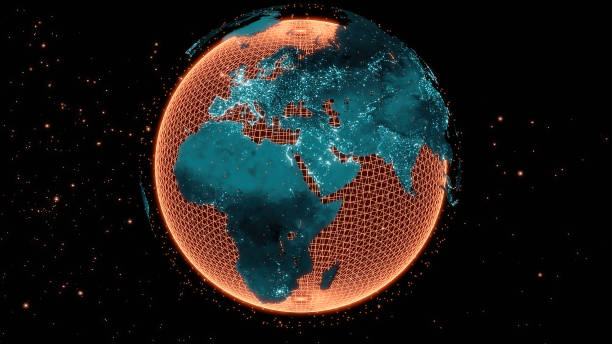 istock Global communication network around planet Earth in space, worldwide exchange 1324770108