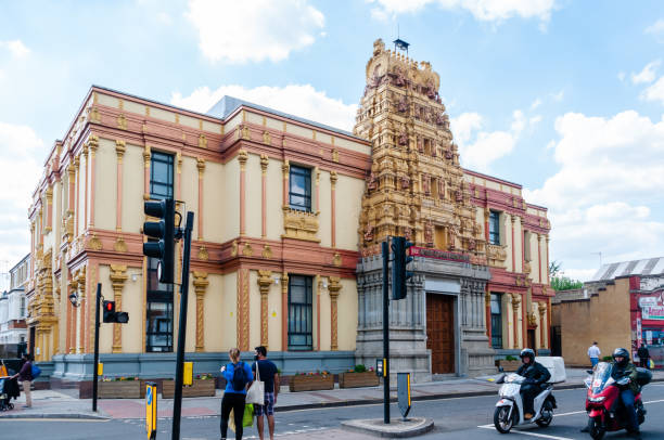 London, United Kingdom, 5 June, 2021: London Sri Mahalakshmi Hindu Temple, was built in 1989 and was consecrated on 2nd February 1990, is located at 241 High street North (Corner of Plashet Grove and High Street North), Manor Park, Newham, London, United Kingdom