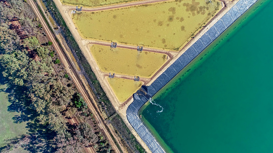 Aerial view of of the Evaporation Ponds at the Costerfield Gold Mine in Central Victoria i