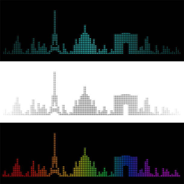 ilustrações de stock, clip art, desenhos animados e ícones de sound graph style paris skyline - city life audio